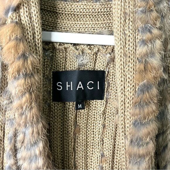 Shaci Vest Women’s Medium Brown 100% Rabbit Fur Knitted Open Front Waterfall - Picture 3 of 7